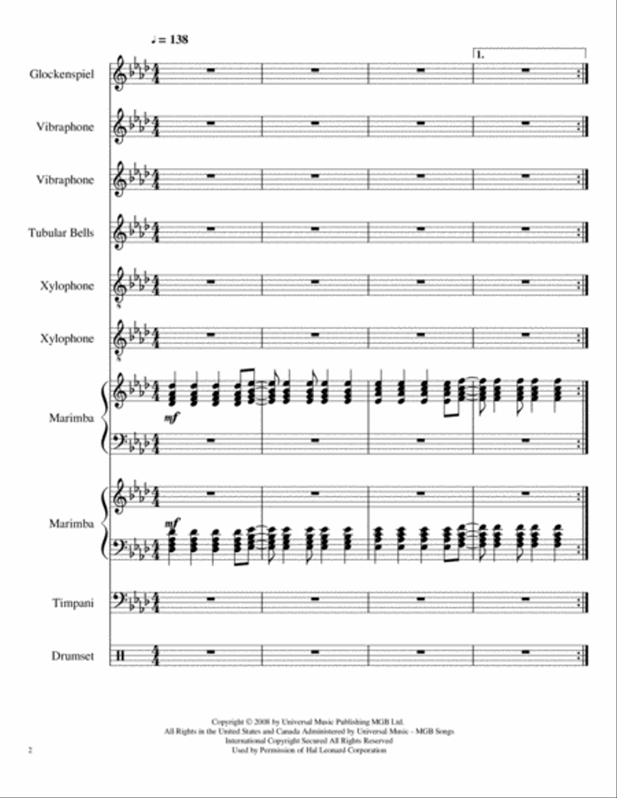 Viva La Vida Percussion Ensemble scores gallery preview page 2