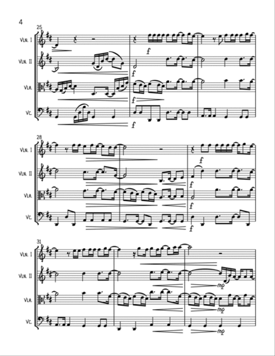 Stay Another Day Stay Another Day String Quartet scores gallery preview page 4