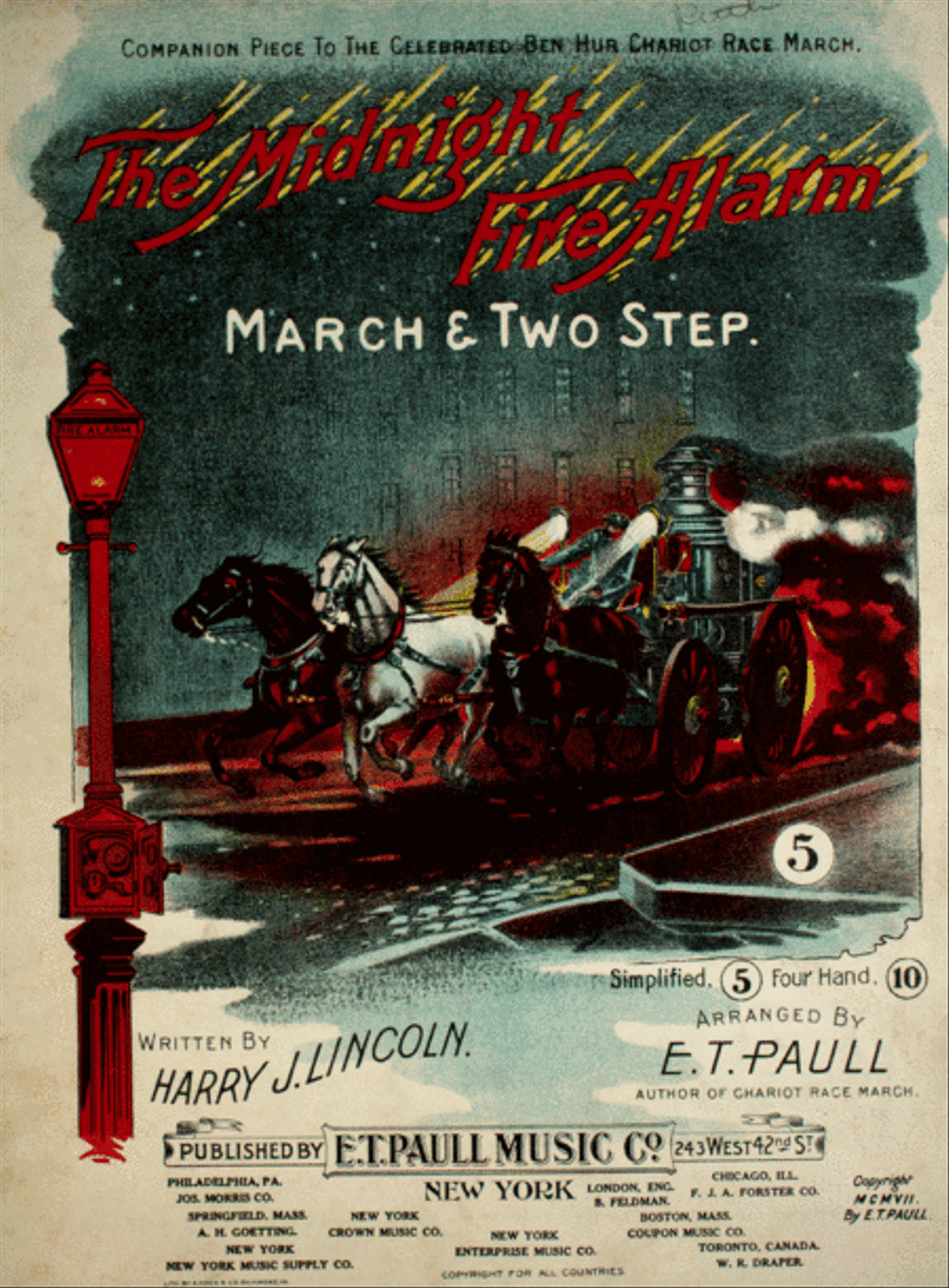 The Midnight Fire Alarm. March and Two Step Piano Solo scores gallery preview page 1