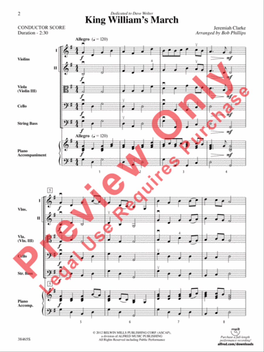King William's March String Orchestra scores gallery preview page 3