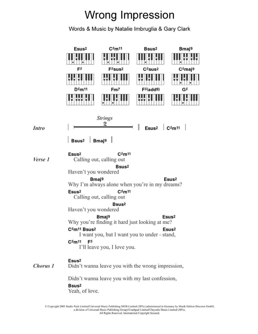 Wrong Impression Wrong Impression Piano scores gallery preview page 1