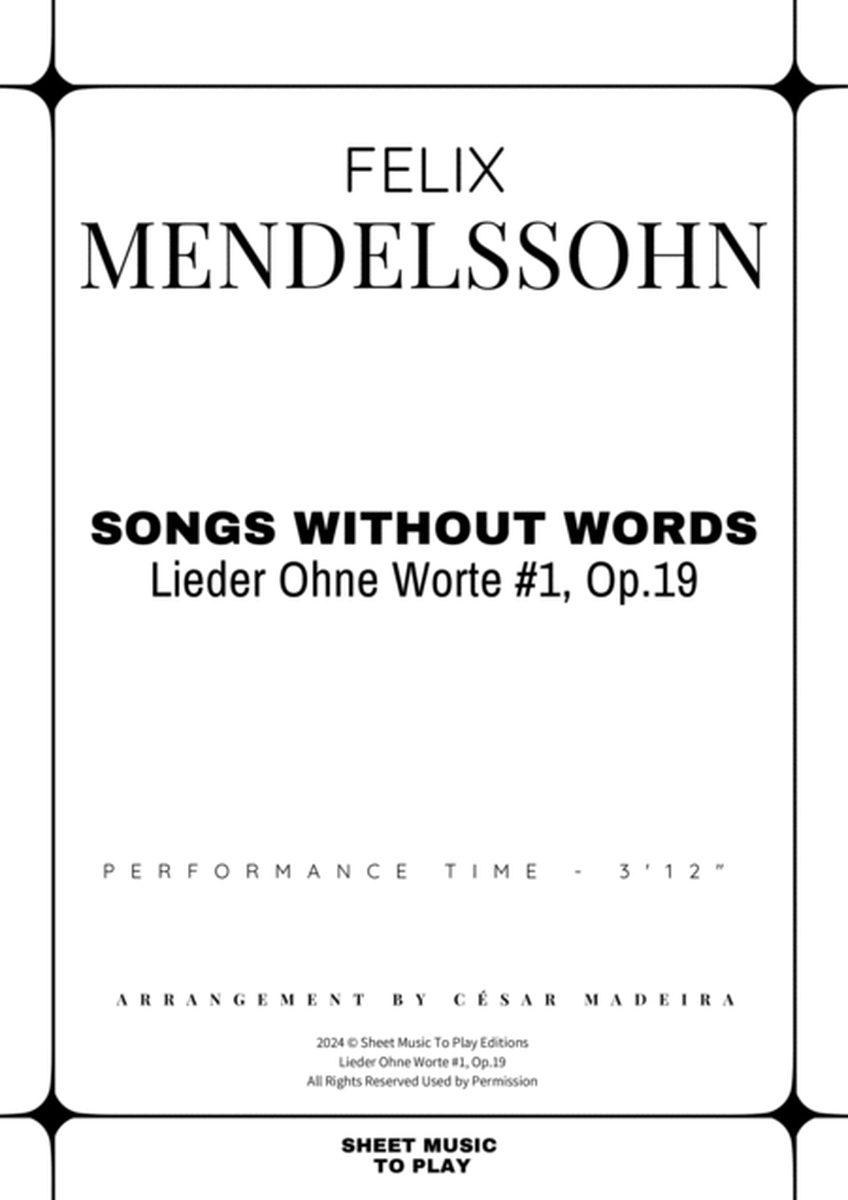 Songs Without Words No.1, Op.19 - Bassoon and Piano (Full Score and Parts) image number null