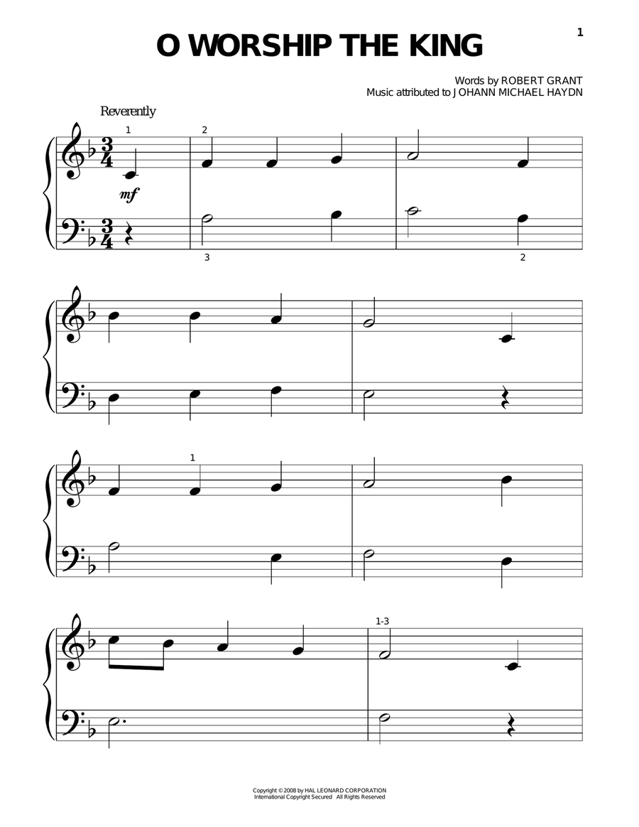 O Worship The King O Worship The King Piano Solo scores gallery preview page 1