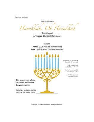 Book cover for Hanukkah, Oh Hanukkah - for Flexible Duo (C, Eb, Bb & Bass Clef Instruments)