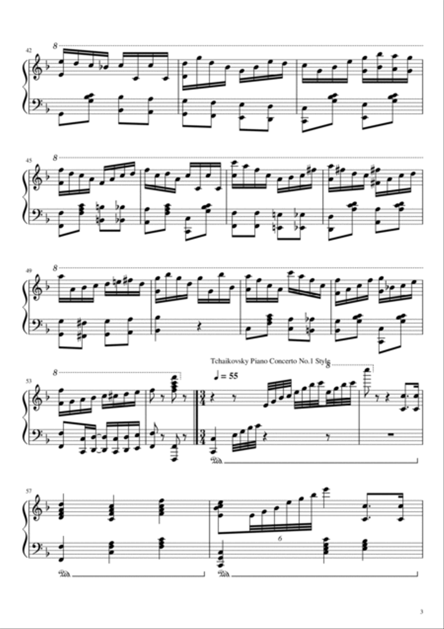 Happy Birthday To You - in styles of Ragtime, Tchaikovsky, Chopin and Liszt - For Piano Solo Piano Solo scores gallery preview page 3