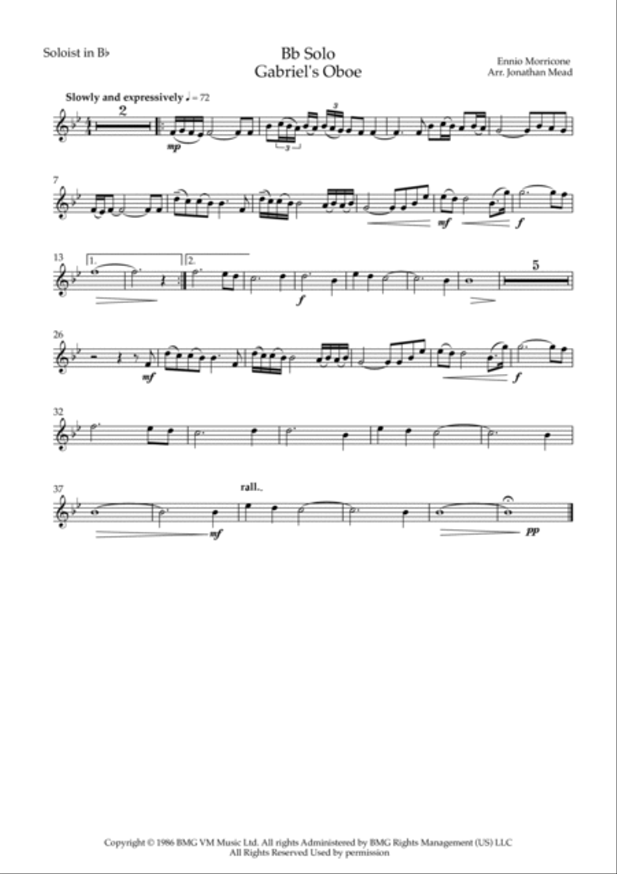 Gabriel's Oboe Gabriel's Oboe Trumpet Solo scores gallery preview page 3