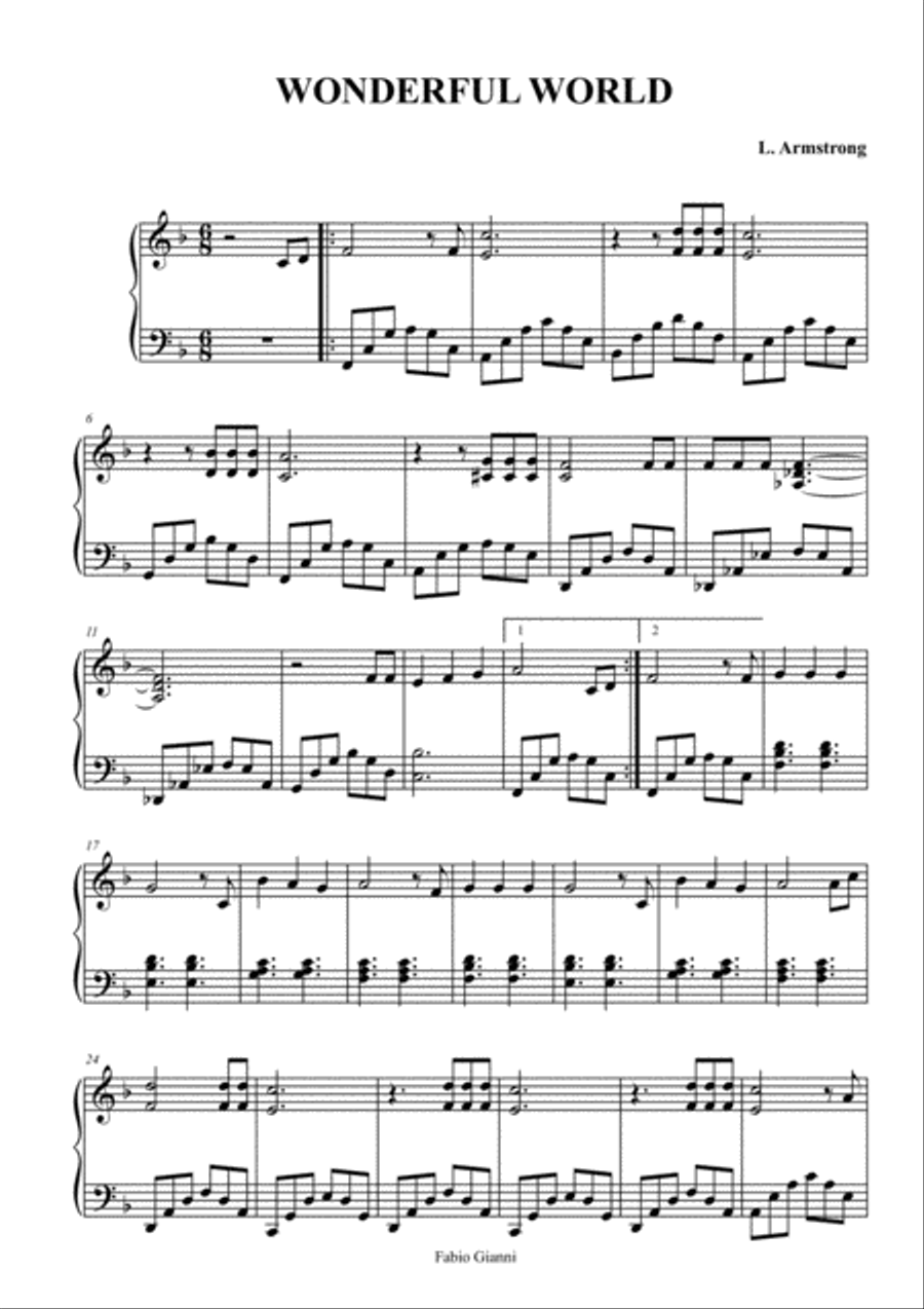 What A Wonderful World Piano Solo scores gallery preview page 1