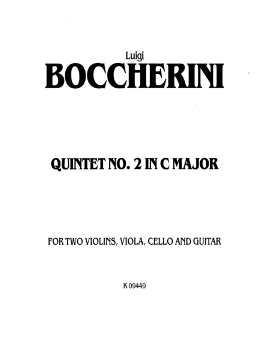 Boccherini: Second Quintet in C Major, for Two Violins, Viola, Cello and Guitar Viola scores gallery preview page 1