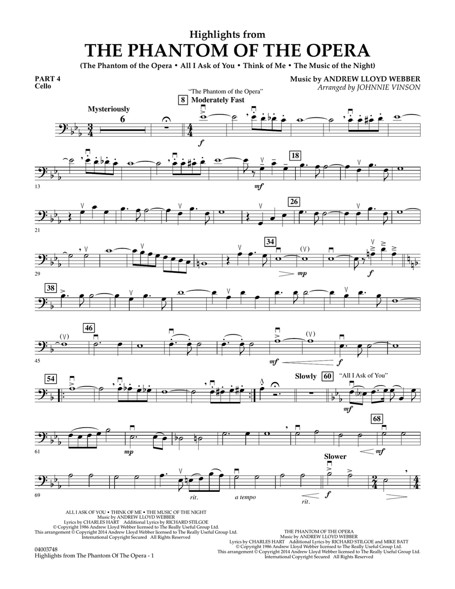 Highlights from The Phantom of the Opera - Pt.4 - Cello