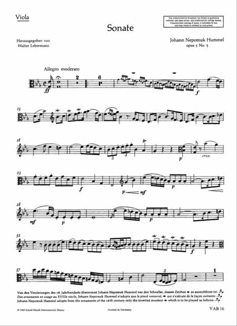 Viola Sonata in E-flat Major, Op. 5/3 Piano Accompaniment scores gallery preview page 2