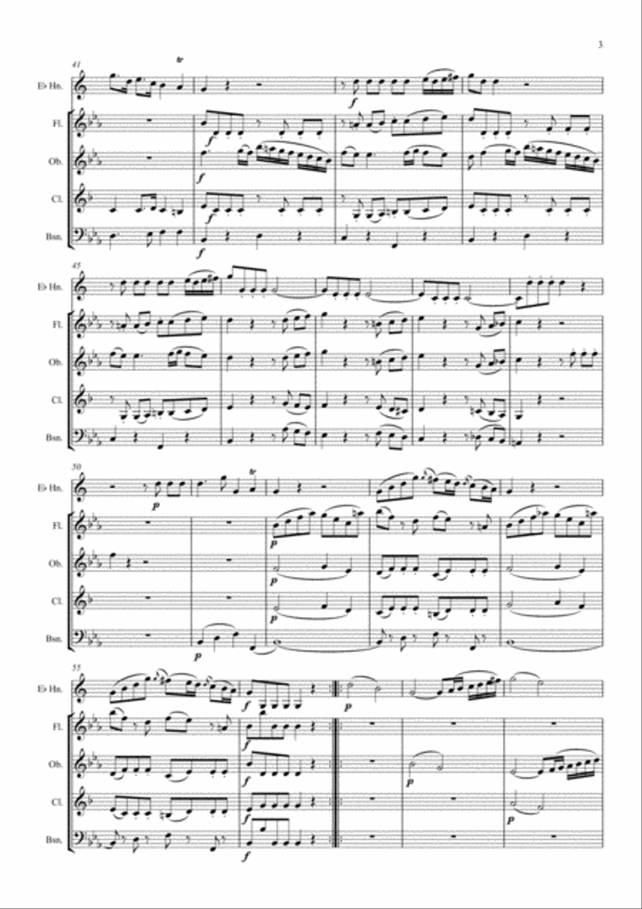 Mozart: Horn Quintet K407 (Complete) - wind quintet Woodwind Quintet scores gallery preview page 4