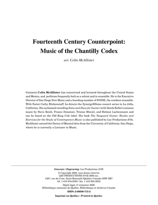 Fourteenth Century Counterpoint: Chantilly Codex