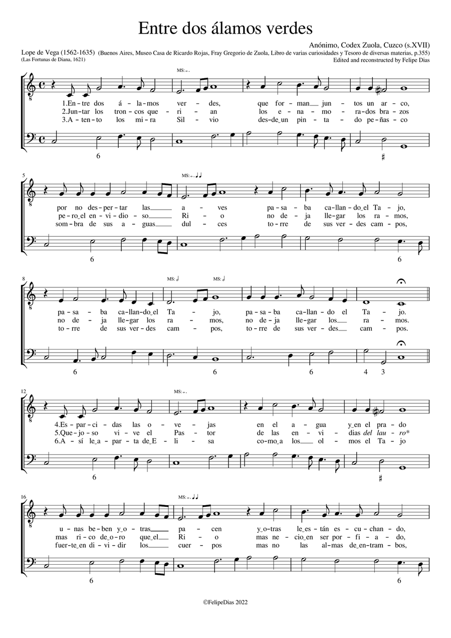 Entre dos álamos verdes Voice Solo scores gallery preview page 1