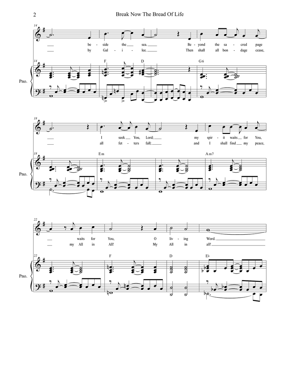 Break Now The Bread Of Life (for Vocal Solo) Piano, Vocal scores gallery preview page 2