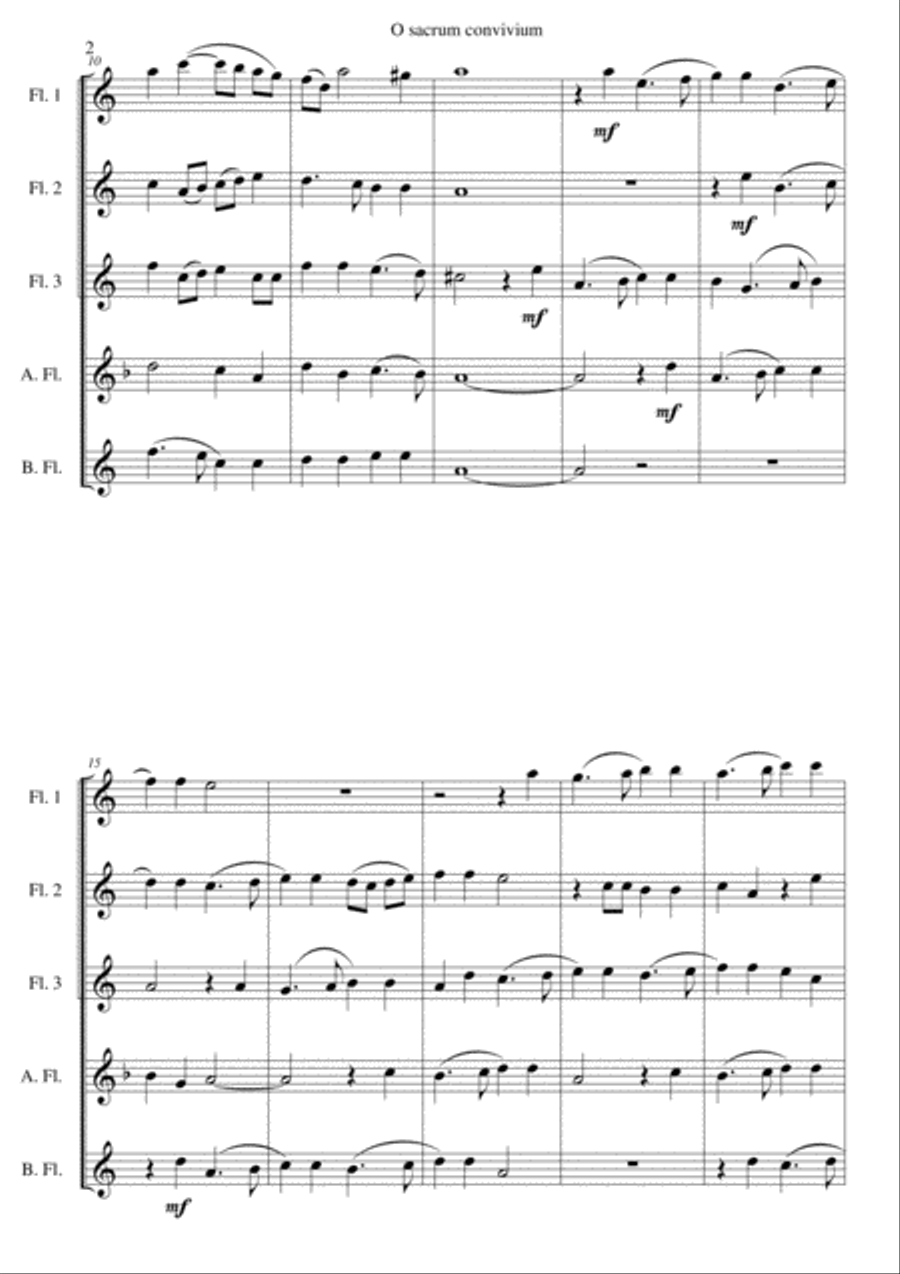 O Sacrum Convivium for flute quintet Woodwind Ensemble scores gallery preview page 2