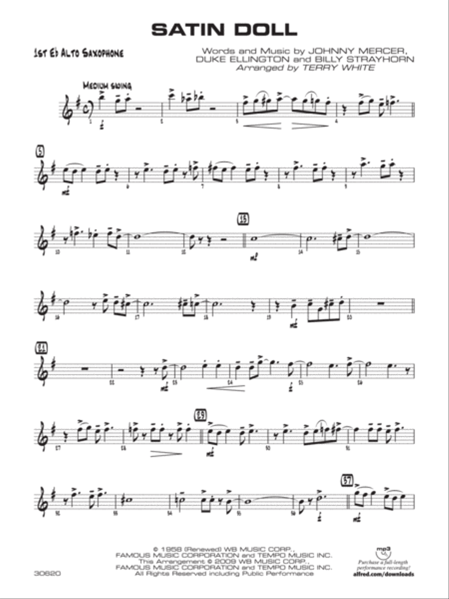 Satin Doll: E-flat Alto Saxophone Jazz Ensemble scores gallery preview page 1