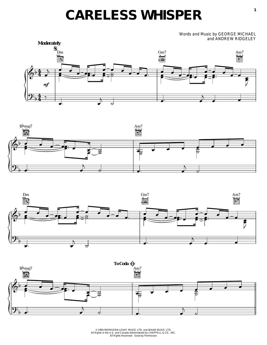 Careless Whisper Acoustic Guitar scores gallery preview page 1