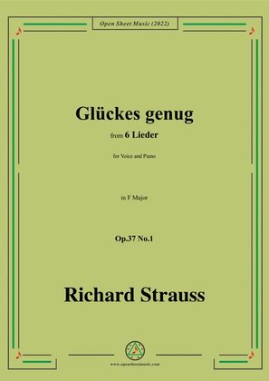 Richard Strauss-Glückes genug,in F Major,Op.37 No.1
