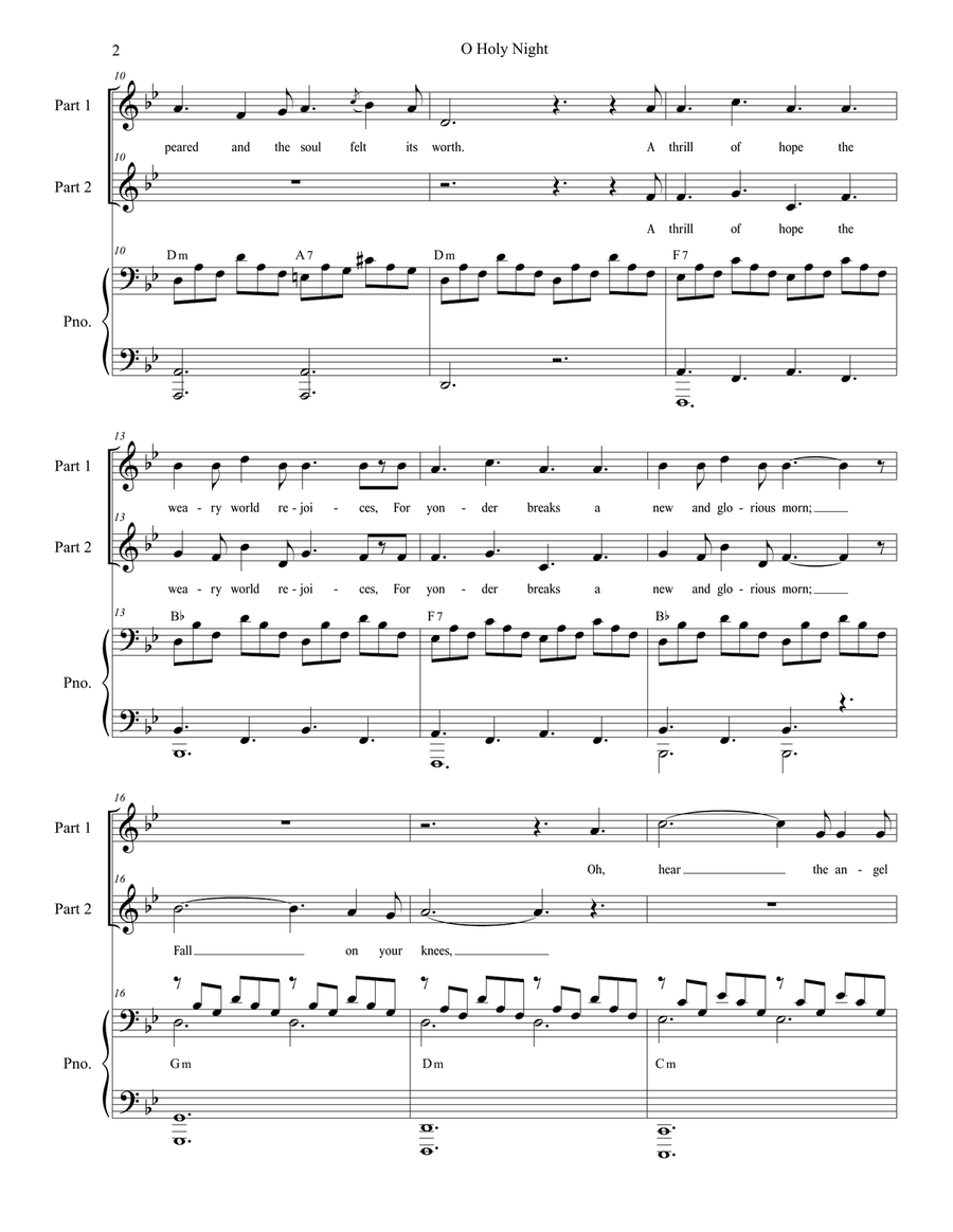 O Holy Night (for 2-part choir - Medium/Low Key) 2-Part scores gallery preview page 3