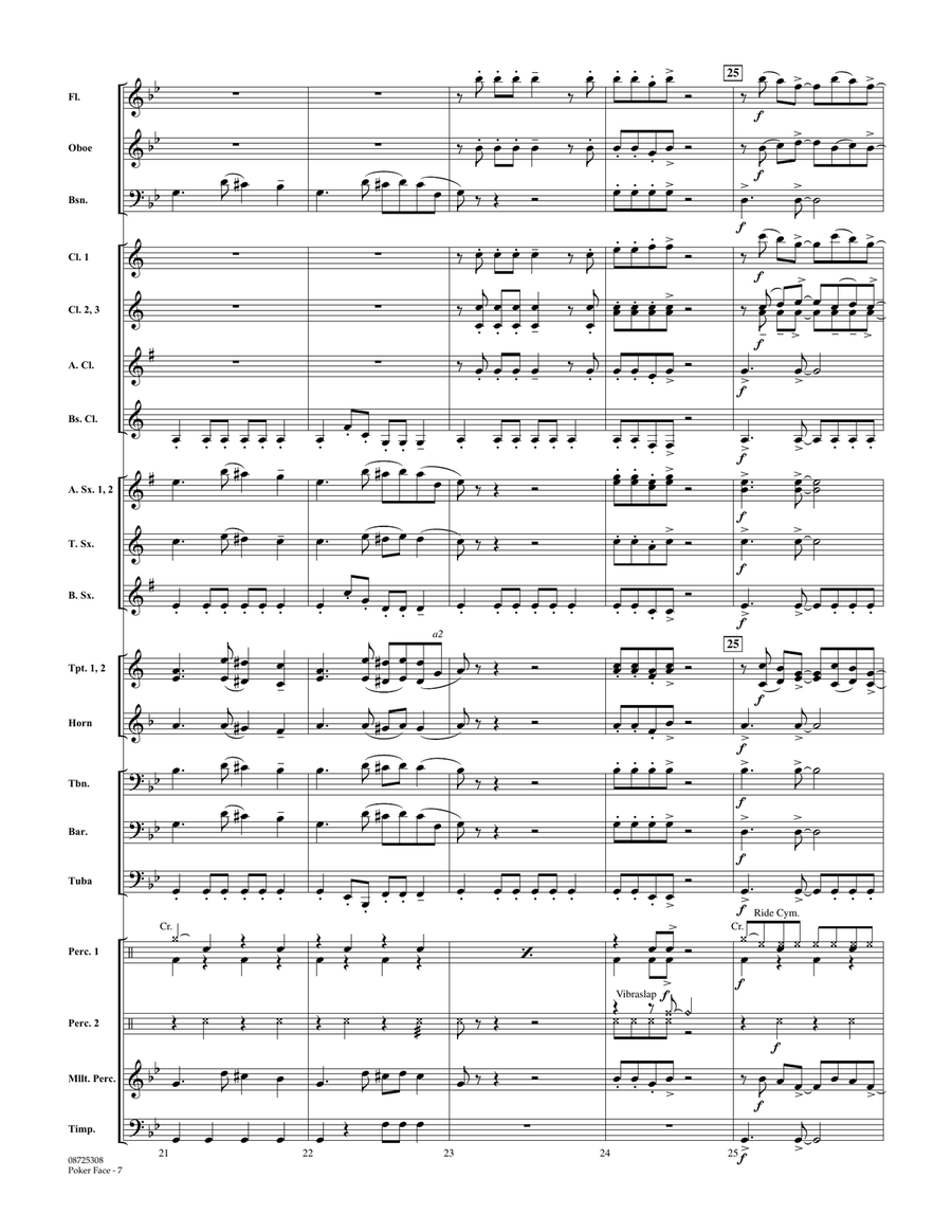Poker Face - Full Score Concert Band scores gallery preview page 6