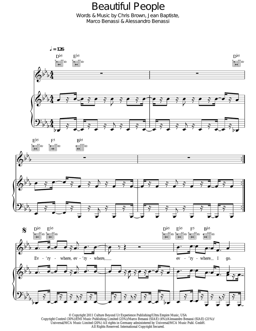Beautiful People Acoustic Guitar scores gallery preview page 1