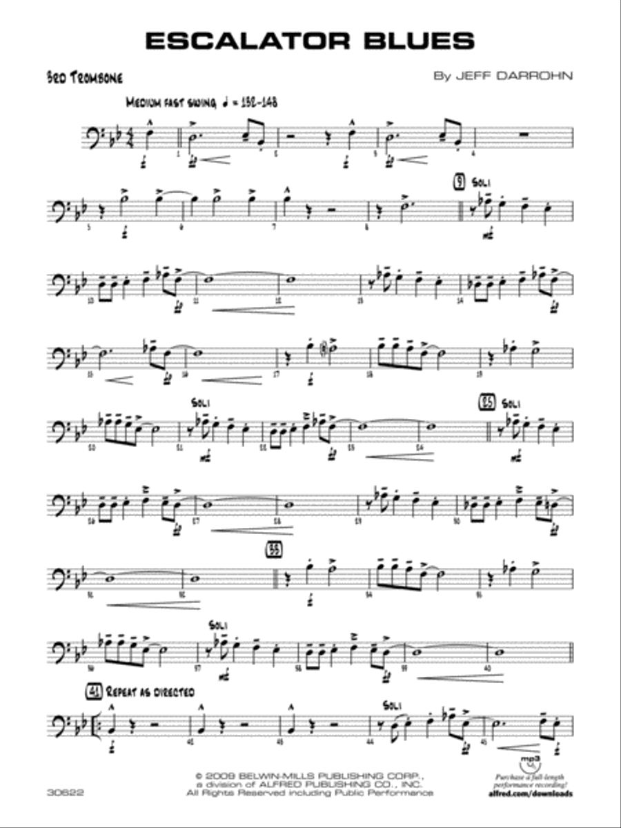 Escalator Blues: 3rd Trombone Jazz Ensemble scores gallery preview page 1