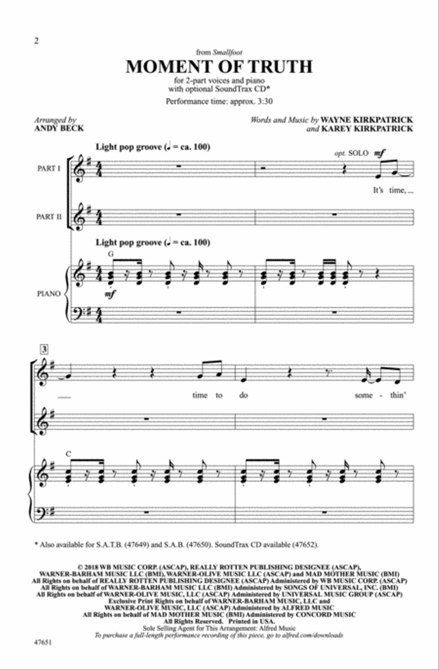 Moment of Truth Choir scores gallery preview page 1