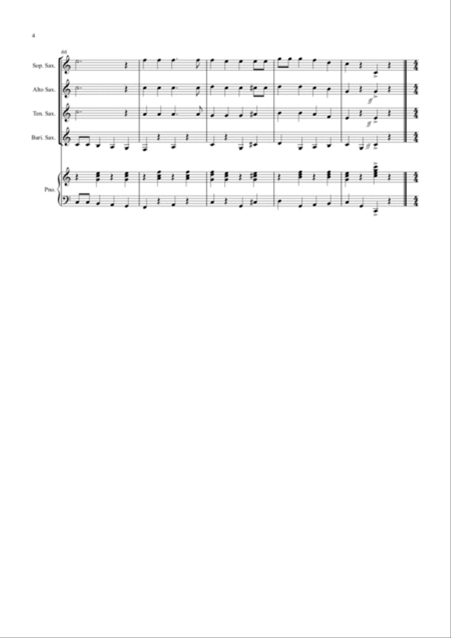 3 Jazzy Christmas Pieces for Saxophone Quartet Saxophone Quartet scores gallery preview page 4