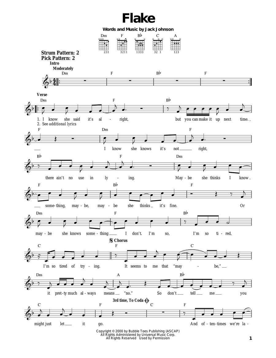 Flake Acoustic Guitar scores gallery preview page 1