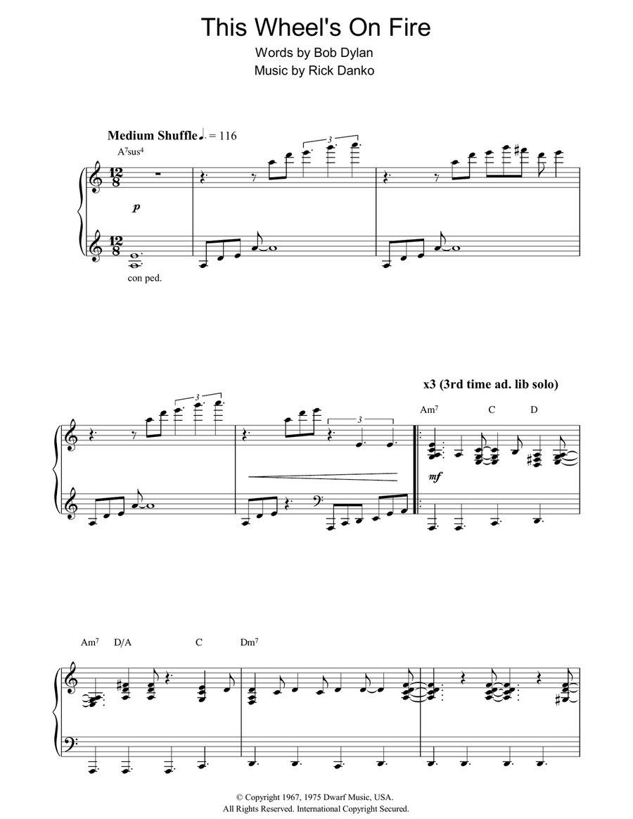 This Wheel's On Fire (theme from Absolutely Fabulous) Piano Solo scores gallery preview page 1