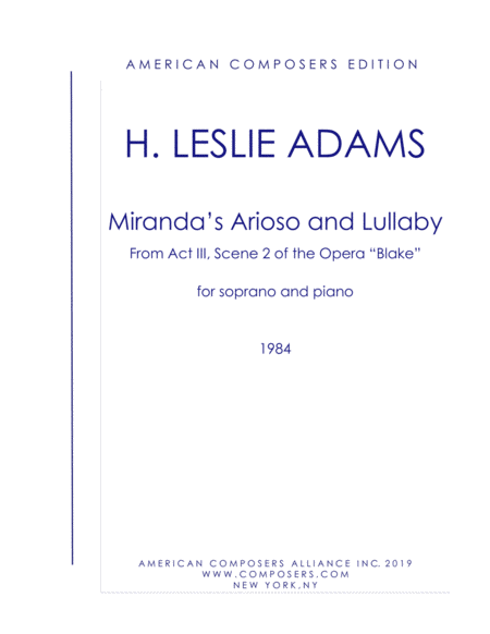 [Adams] Miranda's Arioso and Lullaby (from Blake)
