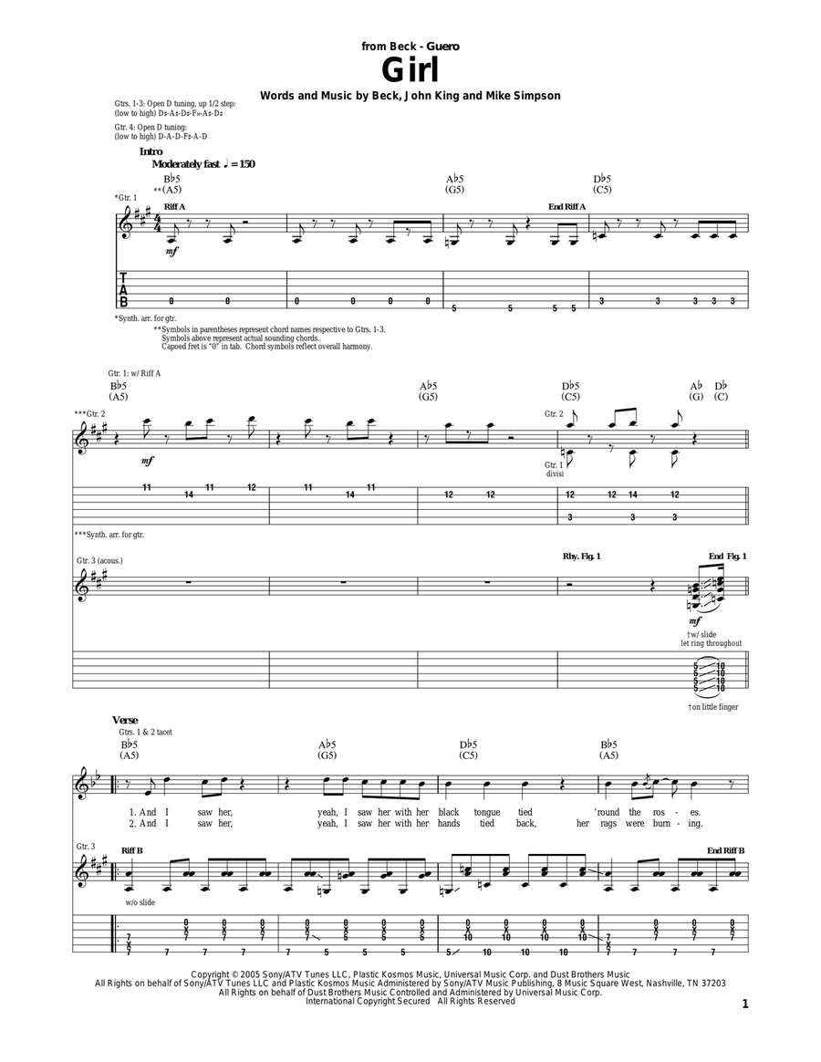 Girl Girl Acoustic Guitar scores gallery preview page 1