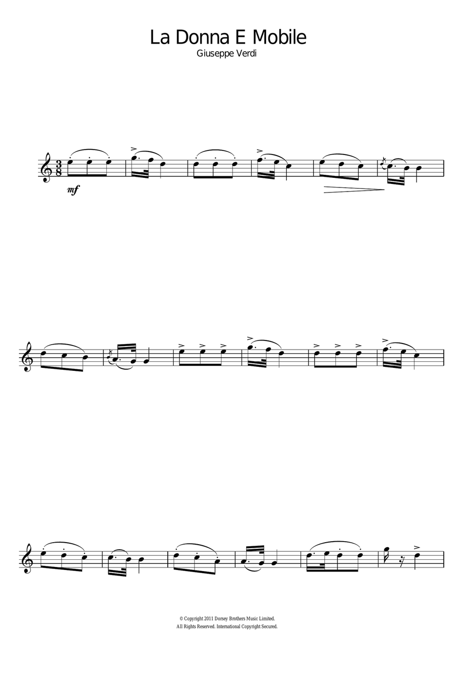 La Donna E Mobile La Donna E Mobile Alto Saxophone scores gallery preview page 1