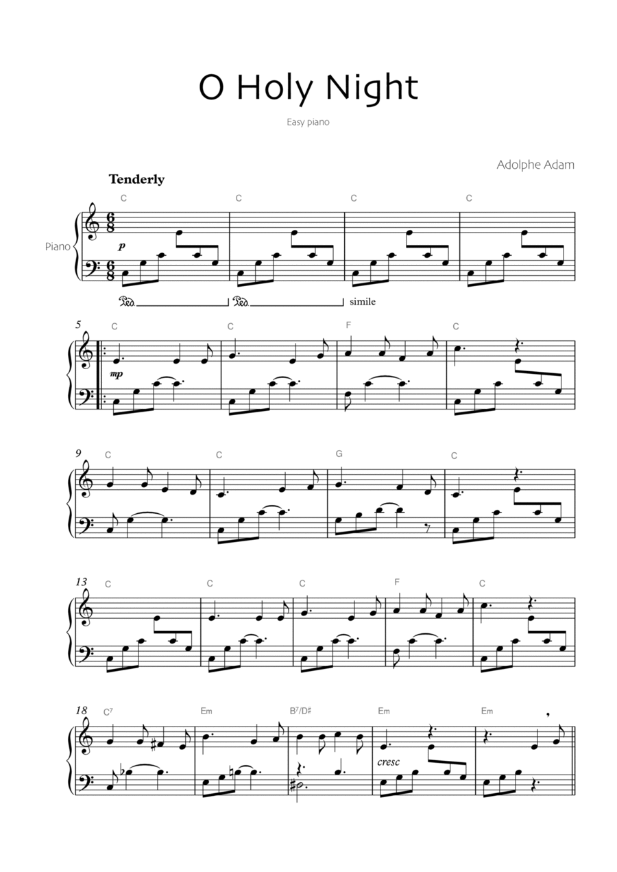 O Holy Night (easy piano) Easy Piano scores gallery preview page 1