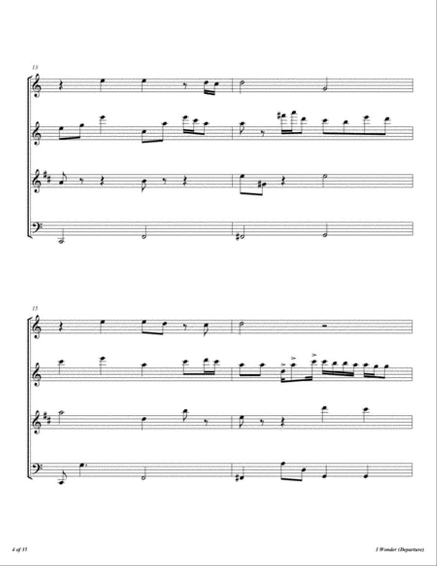 I Wonder Woodwind Quartet scores gallery preview page 5