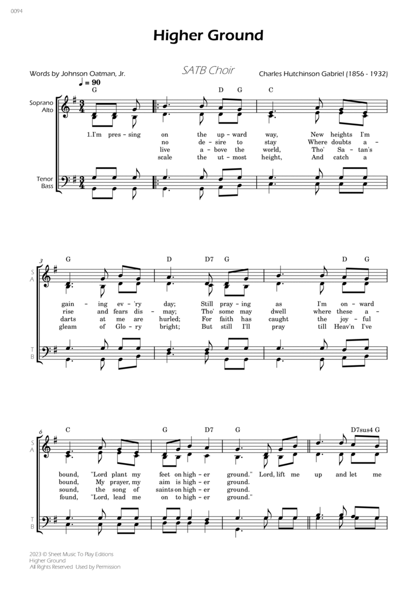 Higher Ground - SATB Choir - W/Chords image number null