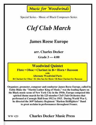 Book cover for Clef Club March for Woodwind Quintet