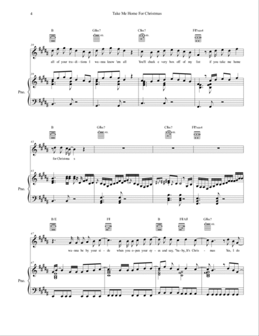 Take Me Home For Christmas Piano, Vocal, Guitar scores gallery preview page 4