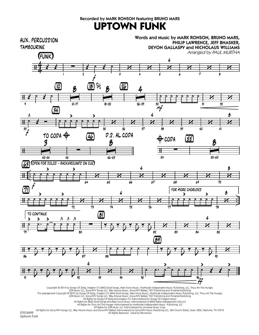 Uptown Funk! - Aux Percussion Jazz Ensemble scores gallery preview page 1