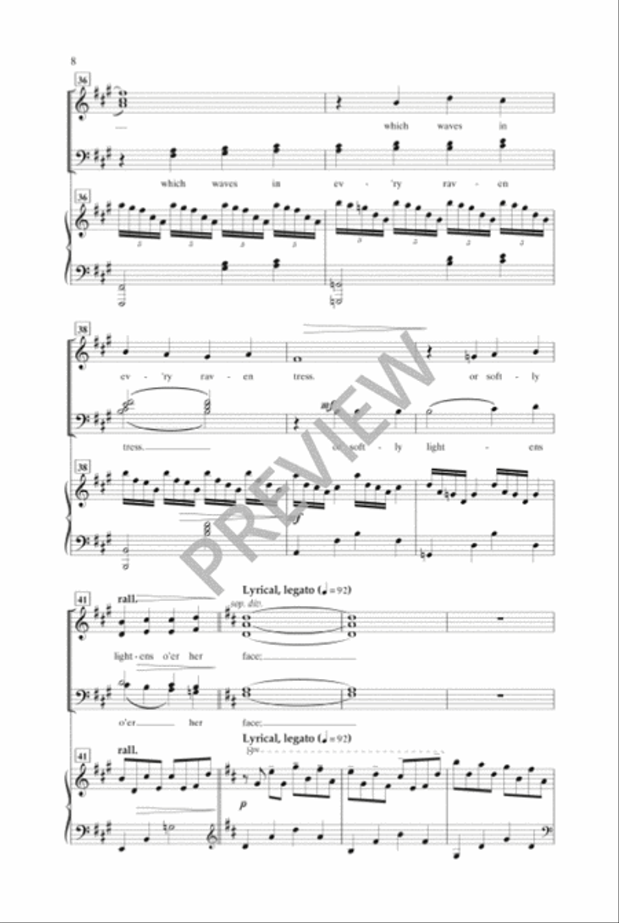 She Walks in Beauty (SATB) 4-Part scores gallery preview page 7