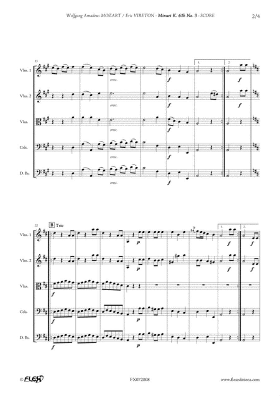 Minuet K. 61b No. 3 Orchestra scores gallery preview page 3