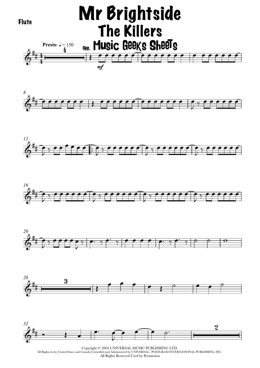 Mr. Brightside Flute Solo scores gallery preview page 2