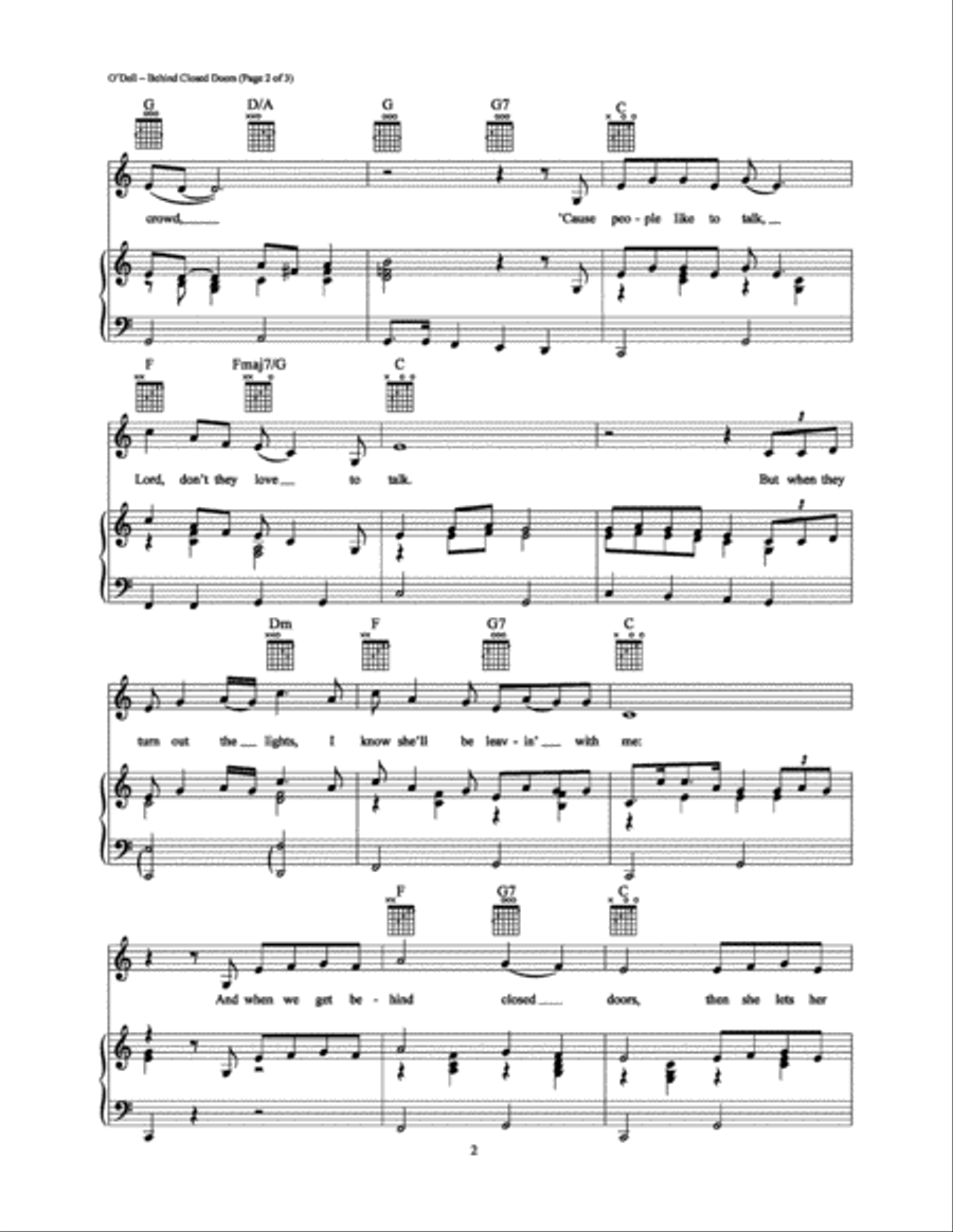 Behind Closed Doors Piano, Vocal, Guitar scores gallery preview page 2