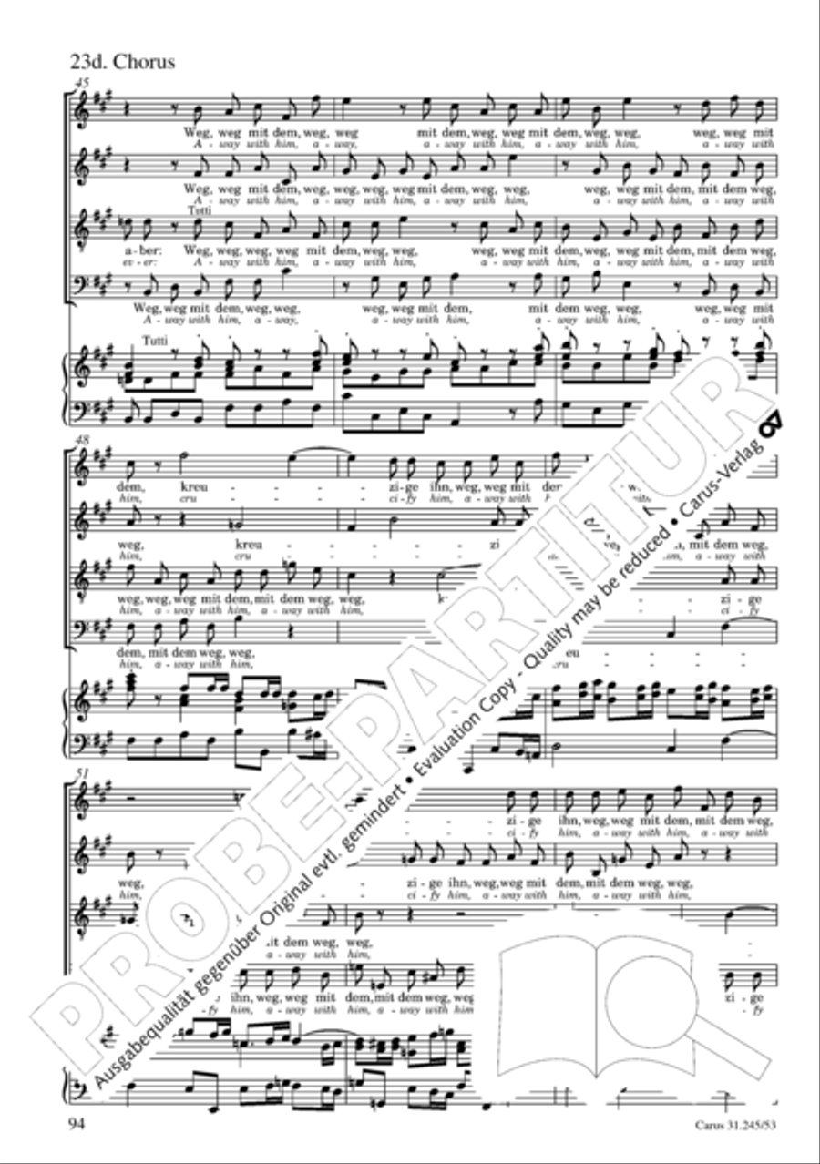 St. John Passion (Johannes-Passion) 4-Part scores gallery preview page 95