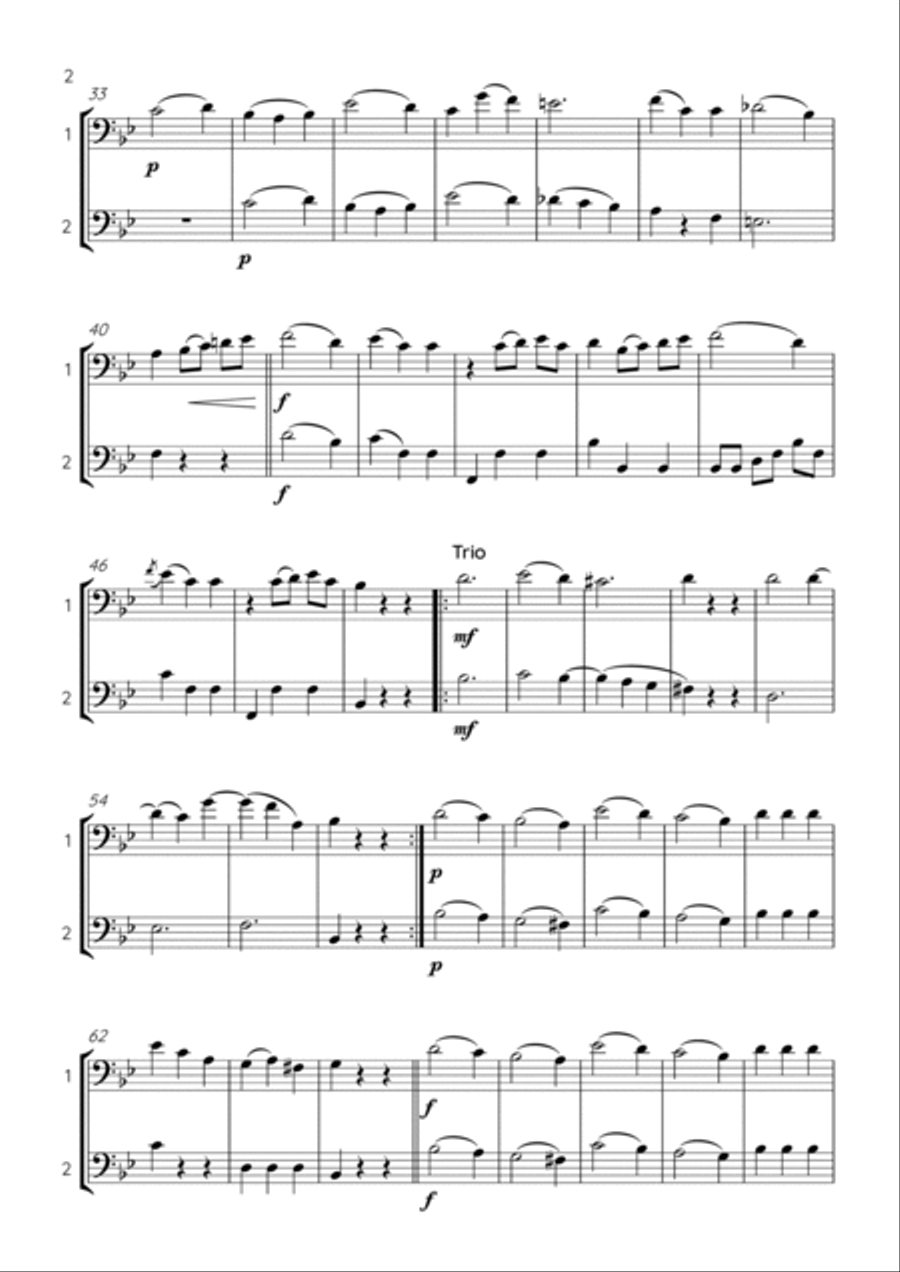 Mozart K. 487 No. 2 - trombone duet / euphonium duet Trombone Duet scores gallery preview page 4