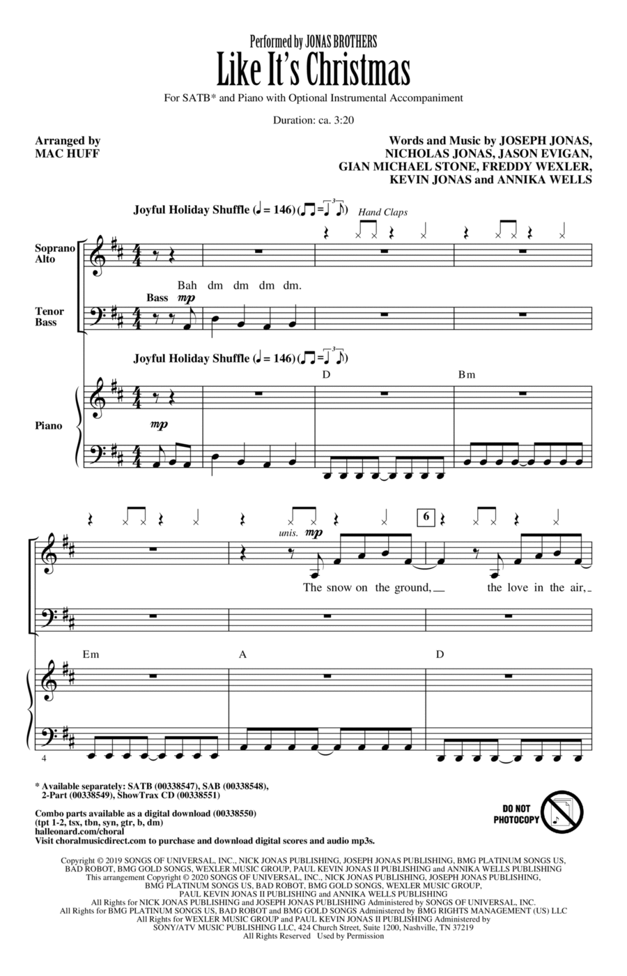 Like It's Christmas (arr. Mac Huff) 4-Part scores gallery preview page 1