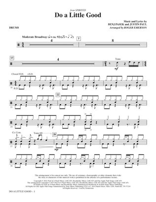 Do A Little Good (from Spirited) (arr. Roger Emerson) - Drums