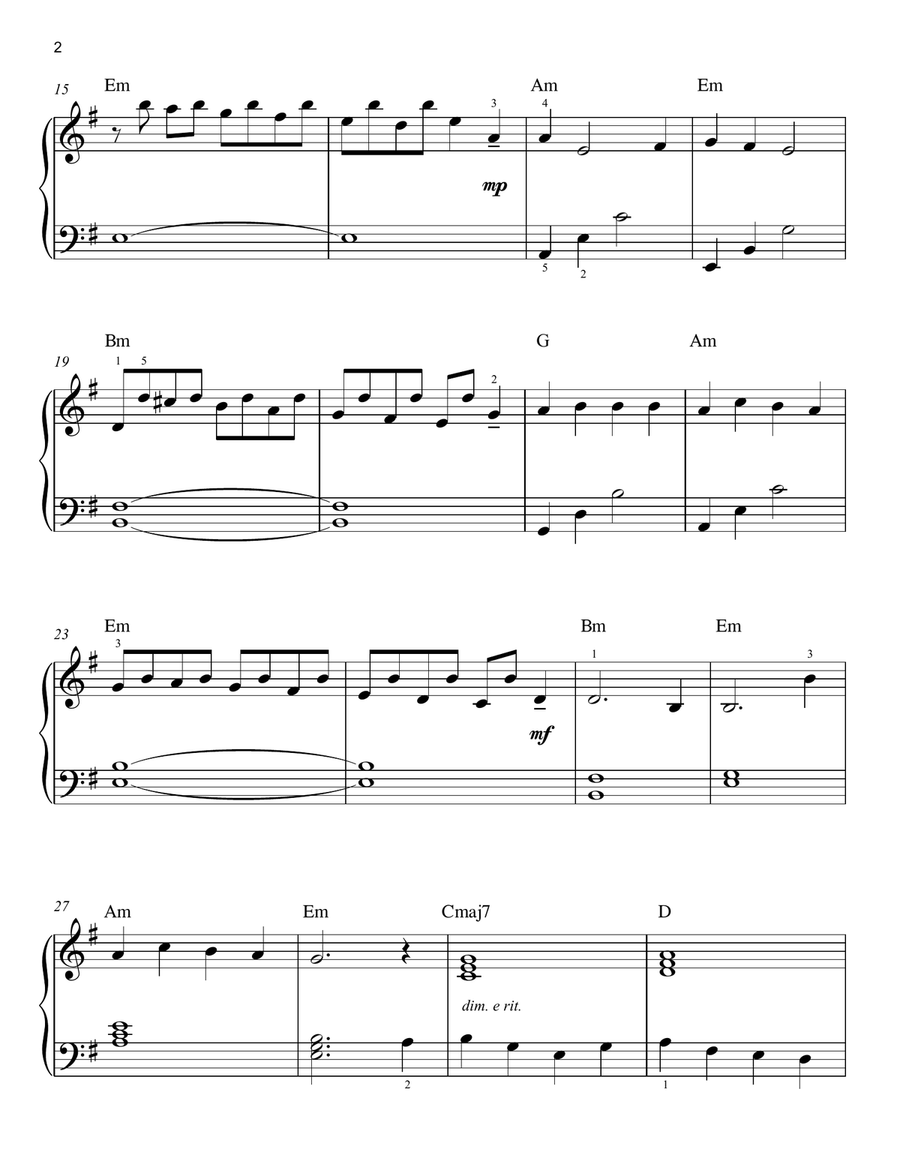 O Come O Come Emmanuel (arr. Phillip Keveren) Easy Piano scores gallery preview page 2