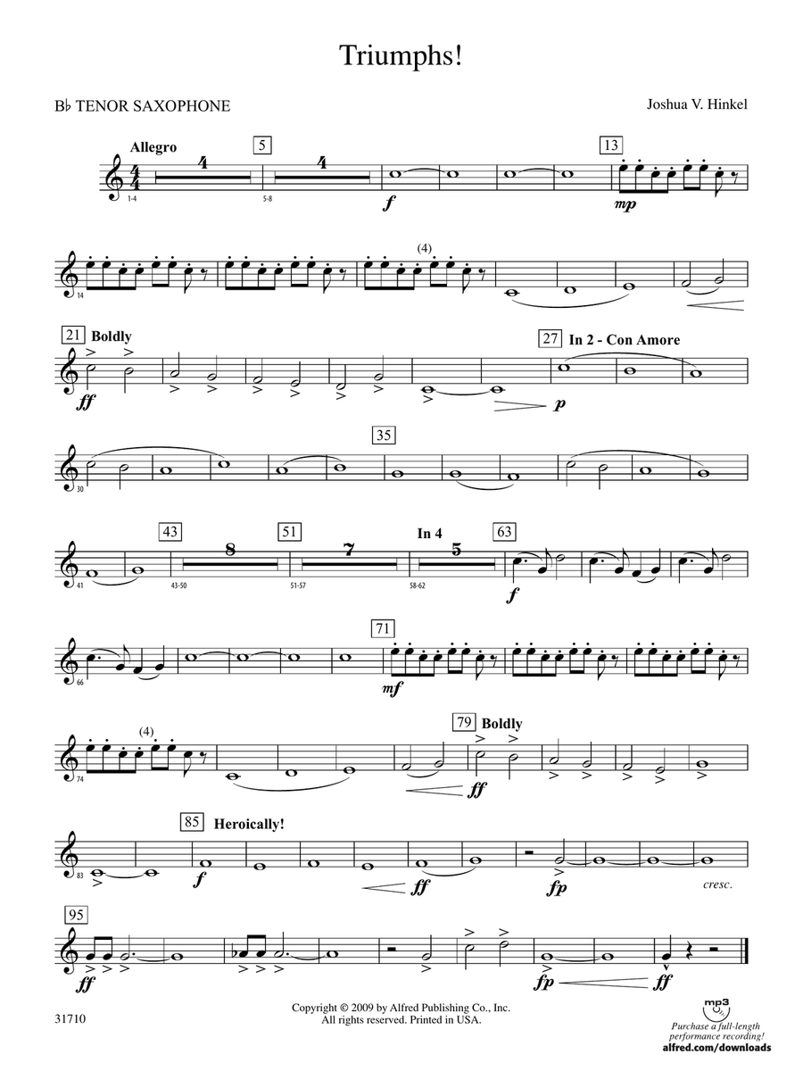 Triumphs!: B-flat Tenor Saxophone