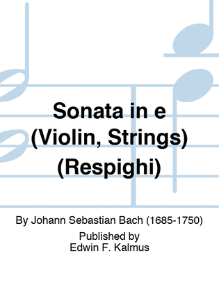 Book cover for Sonata in e (Violin, Strings) (Respighi)
